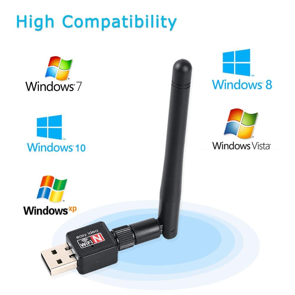 Mini USB WiFi Adapter 150Mbps 2dB Antenna PC USB Wi-fi Receiver Wireless Network Card 802.11b/n/g High Speed USB wi fi Ethernet (150Mbps)