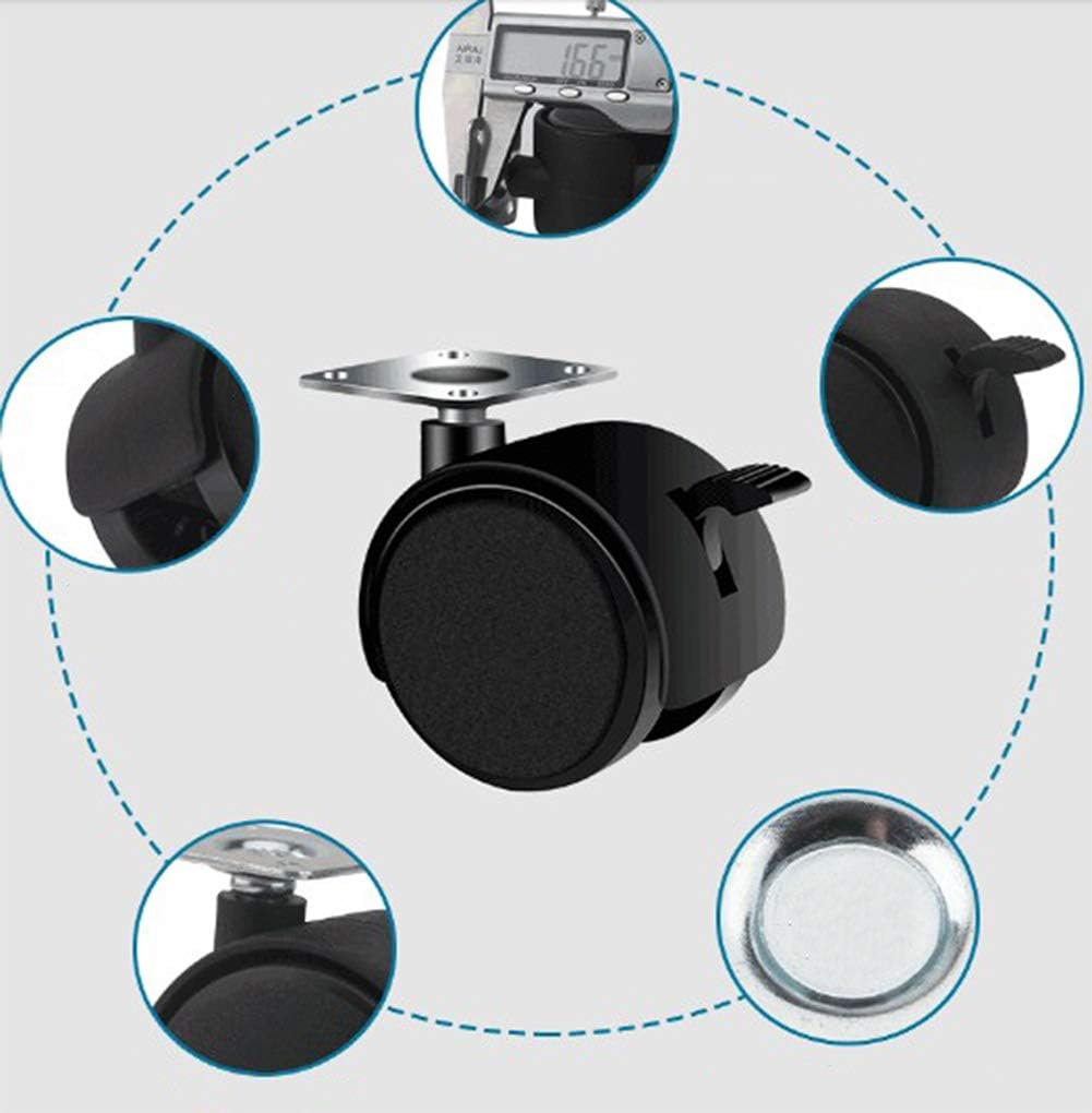Twin Wheel Furniture Castors, Tiberham 40mm 360° Swivel Nylon Wheel Casters with Brake - Image 5