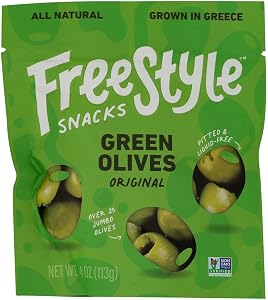 Freestyle Snacks Original Green Olives, 4 Ounce