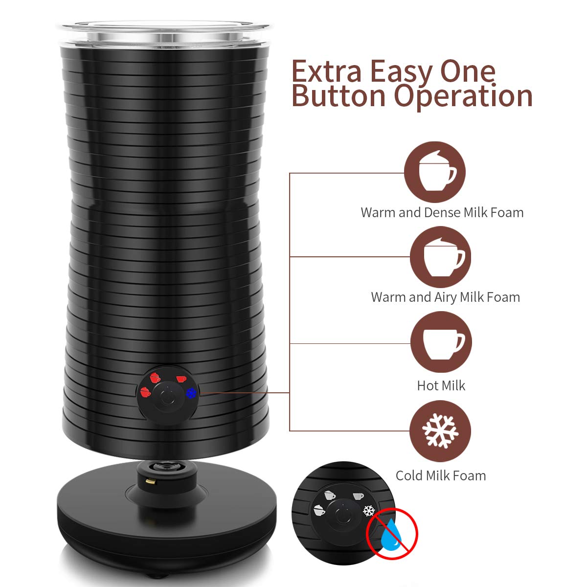 Mousseur à Lait Électrique, Morpilot Mousseur Lait automatique | Milk Frother avec 4 Types de Réglages Contrôle 400W, Revêtement Anti-adhésif, Fonctionnement Silencieux pour Mousse de Lait Chaude