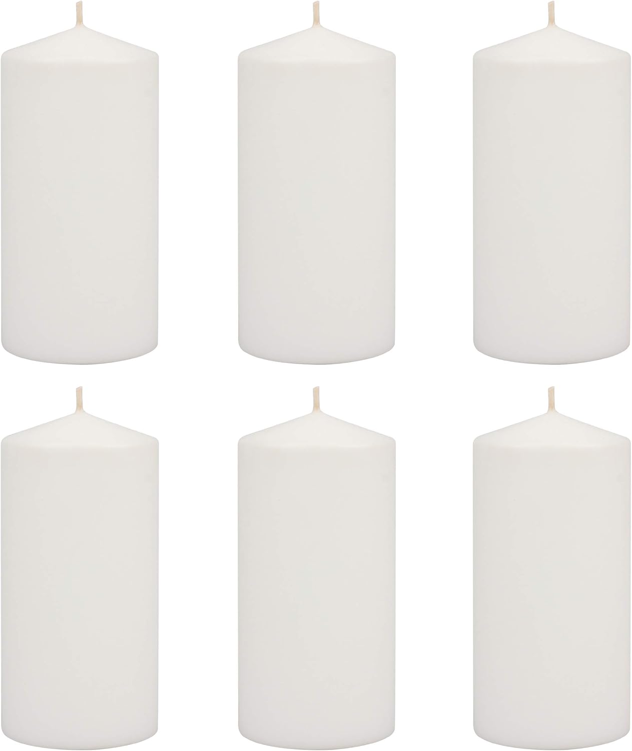 Stonebriar Tall 3x6 Inch Unscented Pillar Candles,White, 6 count: Home & Kitchen