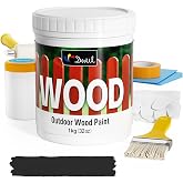 DWIL Wood Paint, Paint for Wood, No Sanding&amp; Fast Dry Outdoor WoodPaint, Water Based&amp; Low Odor Furniture Door Cabinet Paints, Perfect for Indoor/Exterior Black, 50-60sq.ft