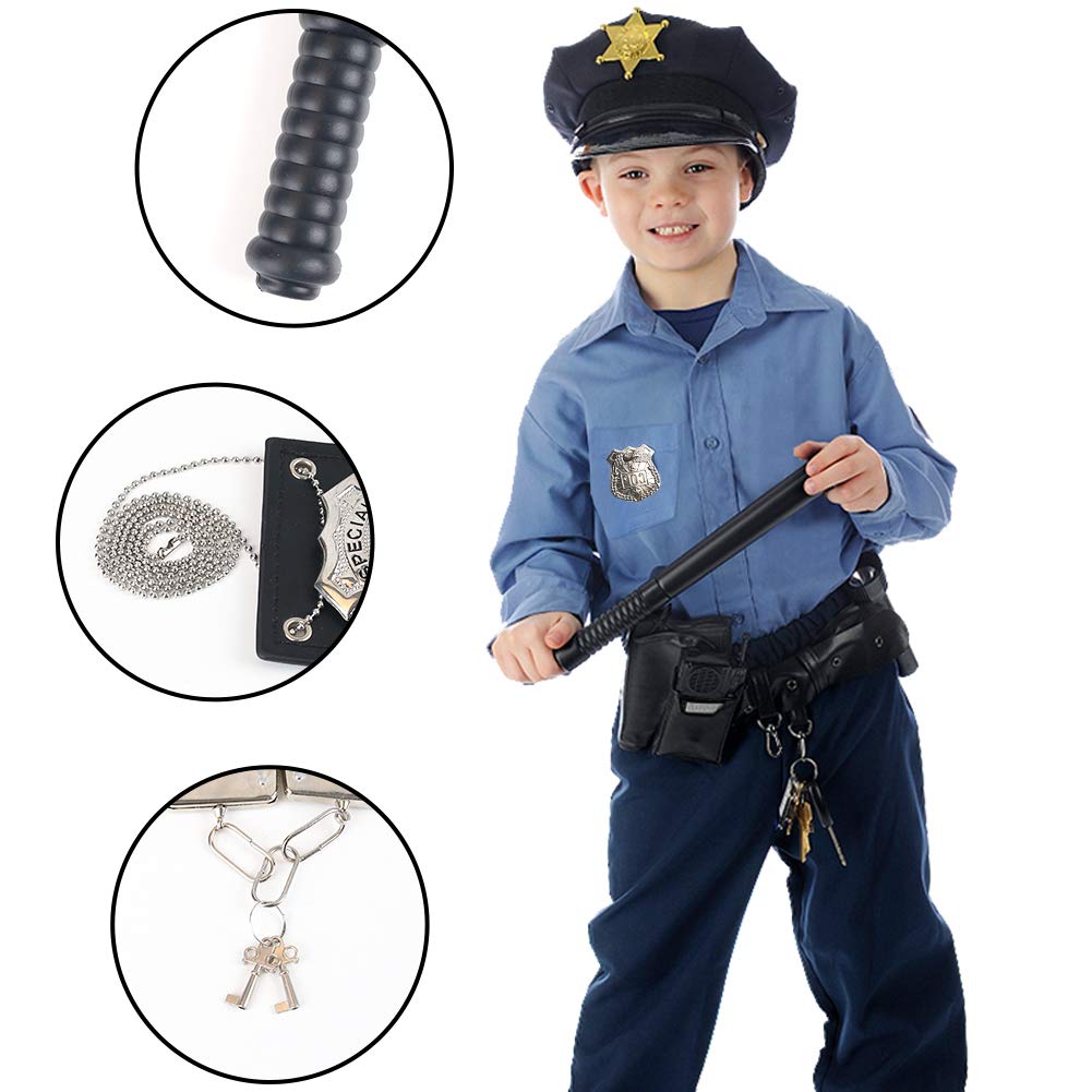 3 Otters 6PCS Police Pretend Play Toy Set for Kids, Toddler Boys Police Costume Including Metal Handcuffs Police Badge Baton Sunglasses Whistle, Christmas Stocking Stuffers for Boys