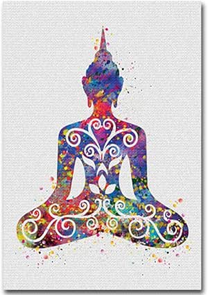 HAIBAOSMS Acuarela Buda lienzo cartel minimalista arte pintura pared