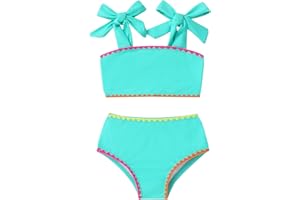 YOUNGER TREE Toddler Baby Girls Swimsuit Two Piece Solid Color Stripe Swimwear Summer Beach Bikini Bathing Suit