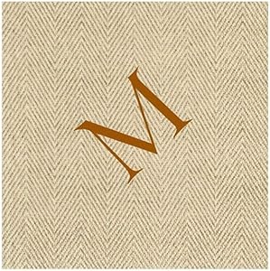Entertaining with Caspari Jute Herringbone Paper Linen Cocktail Napkins, Monogram Initial M, Pack of 30