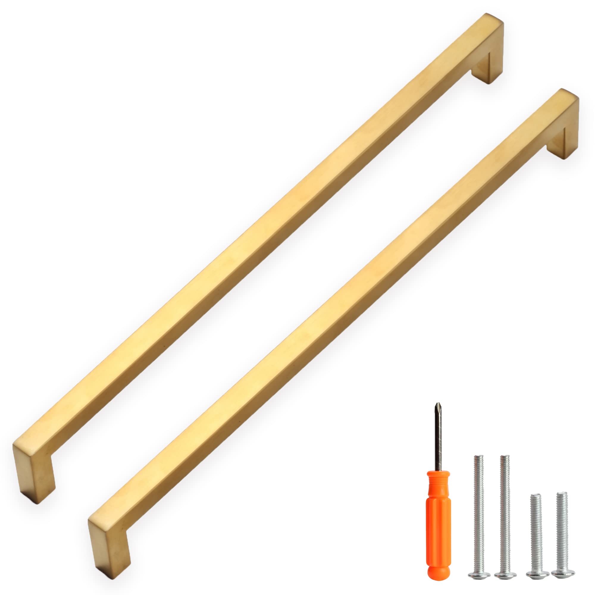 Photo 1 of Redunest Cabinet Pulls Gold Cabinet Handles Square Drawer Pulls, 10 Pack 13-4/5 Inch Stainless Steel Kitchen Door Cupboard Cabinet Handles, Drawer Hardware Handles, 352mm Hole Centers