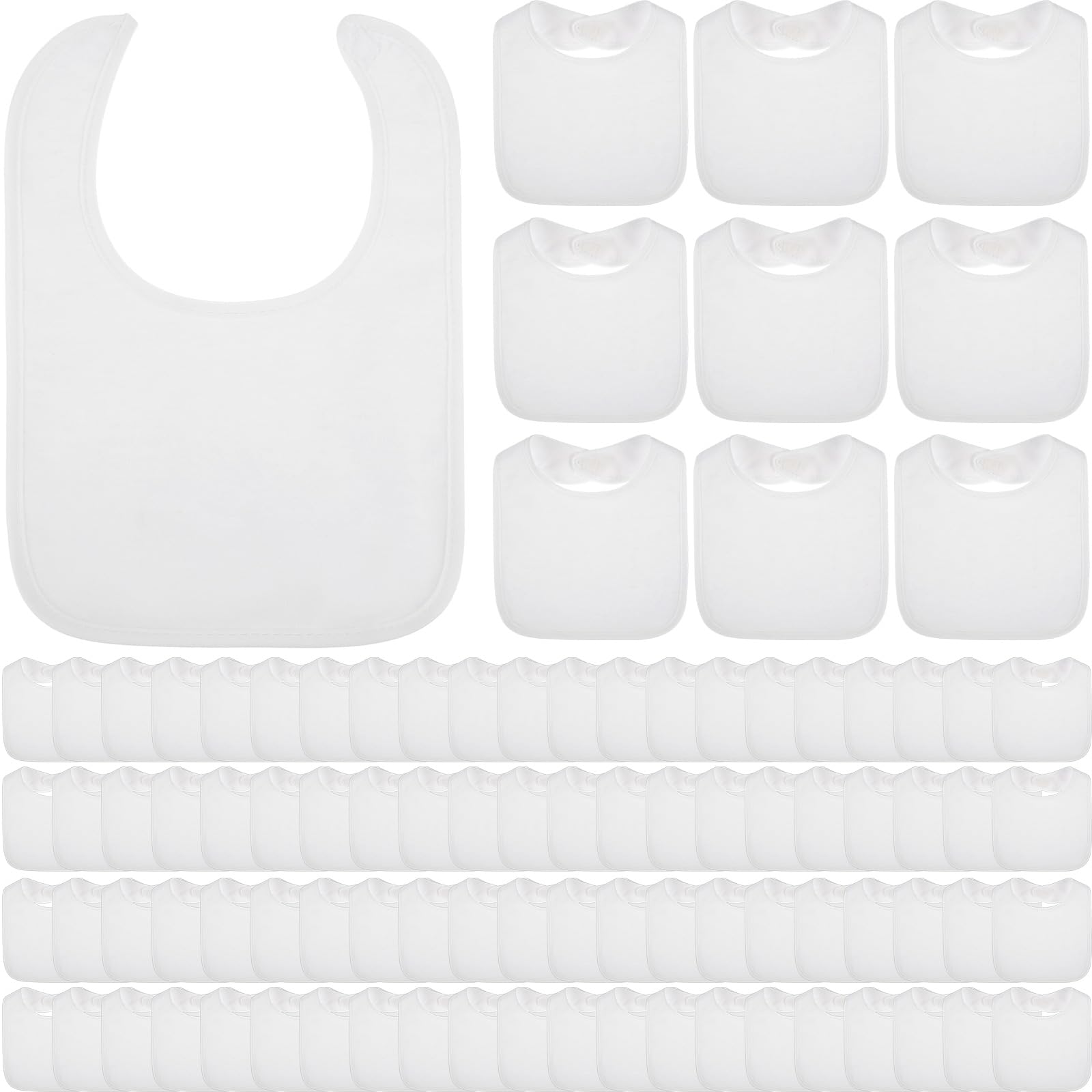 Photo 1 of Toulite 10 Pcs White Bibs for Baby Washable Reusable Waterproof Cotton Feeder Bibs with Double Sided Design
