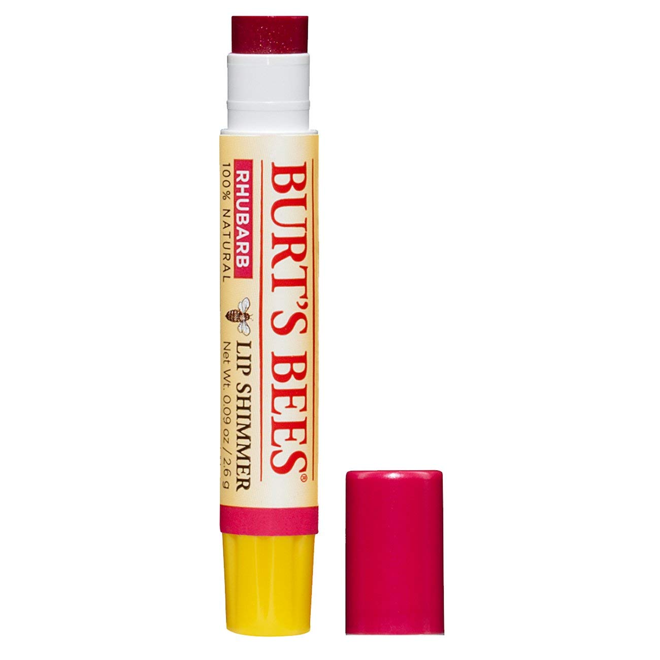 Burt's Bees 100% Natural Moisturising Lip Shimmer, Rhubarb with Shea Butter, Beeswax and Vitamin E, 2.6g — image 1