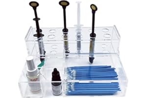SENLIN DENTAL Dental Composite Syringe Organizer, Transparent Multi-Function Acrylic Teeth Syringe Holder for Resin Adhesive Syringes Brush Dispenser Placement Rack Tool (Medium)