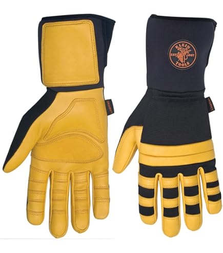 Klein Tools Work Gloves, Durable Soft Grain Leather Lineman