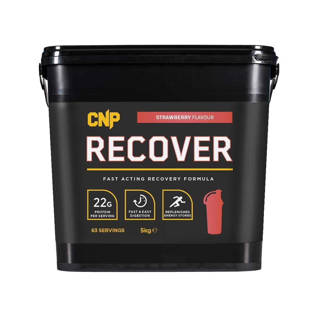 CNP Professional Recover, 5kg & 1.2kg Fast Acting Post Exercise Recovery Formula, Whey Protein Powder, Vegetarian and Halal (Strawberry, 5kg)