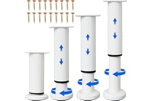 Olldag 4PCS Adjustable Furniture Couch Cabinet Legs 4.72-7.48 Inch [with 18 PCS Screws], Heavy Duty Adjustable Height Replacement Legs for Dresser/Sofa/Bed/Chair, Legs for Furniture Set of 4 (White)