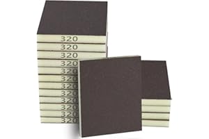 Necosthua 16PCS 320 Grits Sanding Sponge Fine Coarse Sanding Block，Washable and Reusable Wet Dry Sandpaper Sponge， Sander Sponges for Wood Drywall Metal Wood