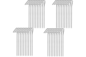 Oualhoo 7" Tent Stakes, Heavy Duty Tarp Camping Stakes, Galvanized Metal Pegs for Outdoor Decorations, 40 PCS