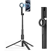 UBeesize Magnetic Tripod for iPhone with Remote, 64’’ Extendable Phone Stand for Video Recording/Vlogging, N52 Strong Holder for iPhone 12-15/Android, Portable Travel Selfie Stick Tripod(Black)