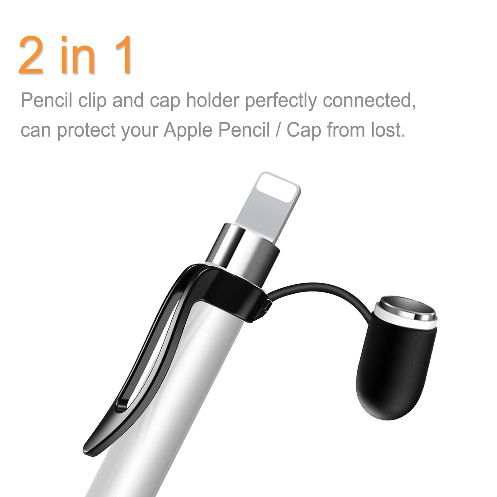 Fintie for Apple Pencil Grip with Cap Holder, Anti-Loss, Rolling Prevention, Compatible with Apple Pencil 1st Generation / iPad 6th Generation Pencil 2018 (Black White)