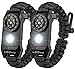 A2S LEDway Paracord Bracelet Tactical Survival Gear Kit 6-IN-1-70% Larger Compass LED SOS Emergency Function Flashlight & Whistle (Black/Black)
