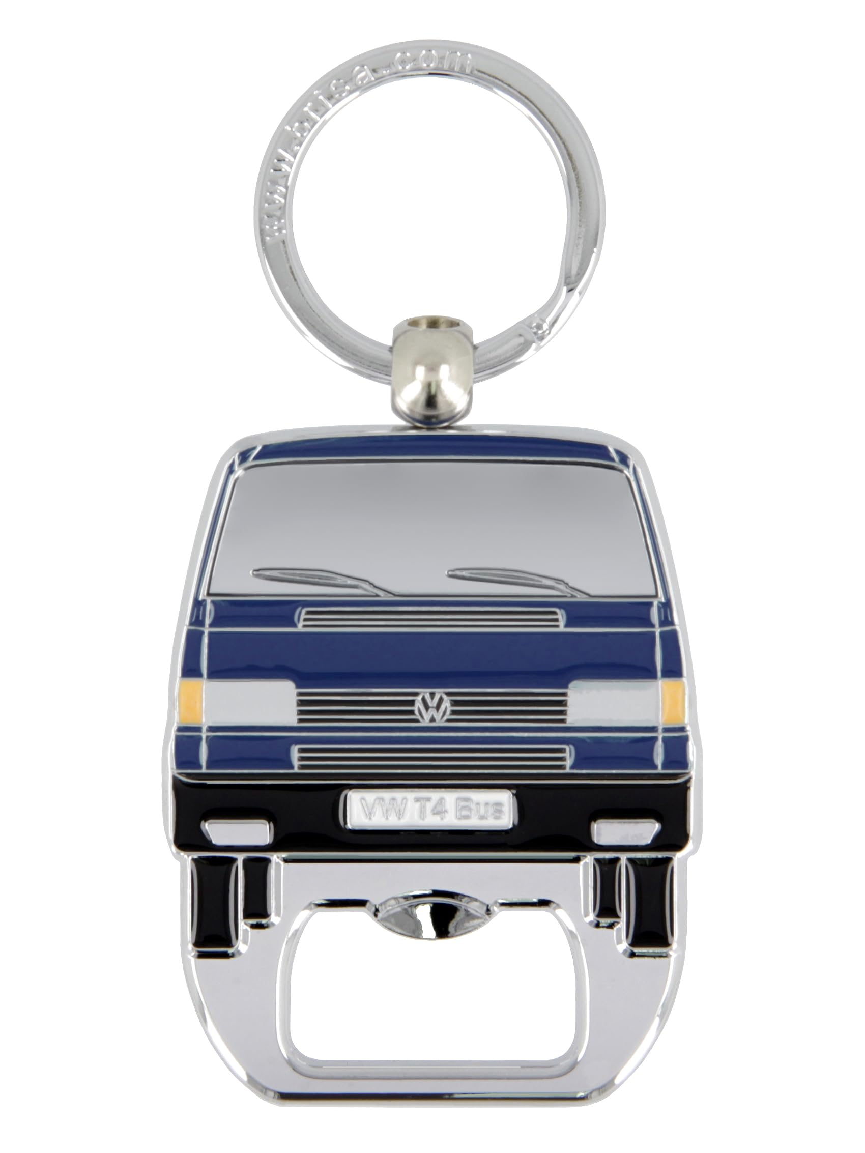 BRISA VW Collection - Volkswagen Keychain Ring Keychain Accessory Keyholder with Bottle Opener in T4 Bus Campervan Design (Blue)