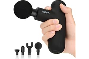 NEPQ Mini Massage Gun, Powerful Fascial Gun Portable Deep Tissue Percussion Muscle Back Head Massager for Pain Relief with 4 Massage Heads High-Intensity Vibration Rechargeable Small Massage Gun