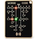Morse Code Trainer Card with LED &amp; Audio Feedback, Record Playback and Silent Practice Mode, Pocket CW Learning Tool with Printed Alphabet Guide for Beginners and Radio Enthusiasts