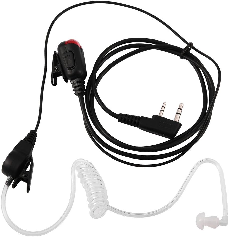 Socobeta 2Pin Acoustic Tube Universl In-ear Walkie Talkie Earpiece w/PPT Mic with 2 360° Rotating Clip