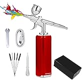 I-BEAUTEE Airbrush Set Cordless Airbrush kit with Compressor, Airbrush Cake Decoration High Airflow Miniature Painting Tool, Temporary Tattoo, Spray Gun for Model Hair Barber Enhancement, Nail Art