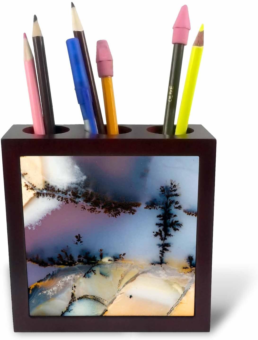 3dRose ph_92201_1 5-Inch "Nevada Amethyst Sage Agate Natural Pattern" Tile Pen Holder