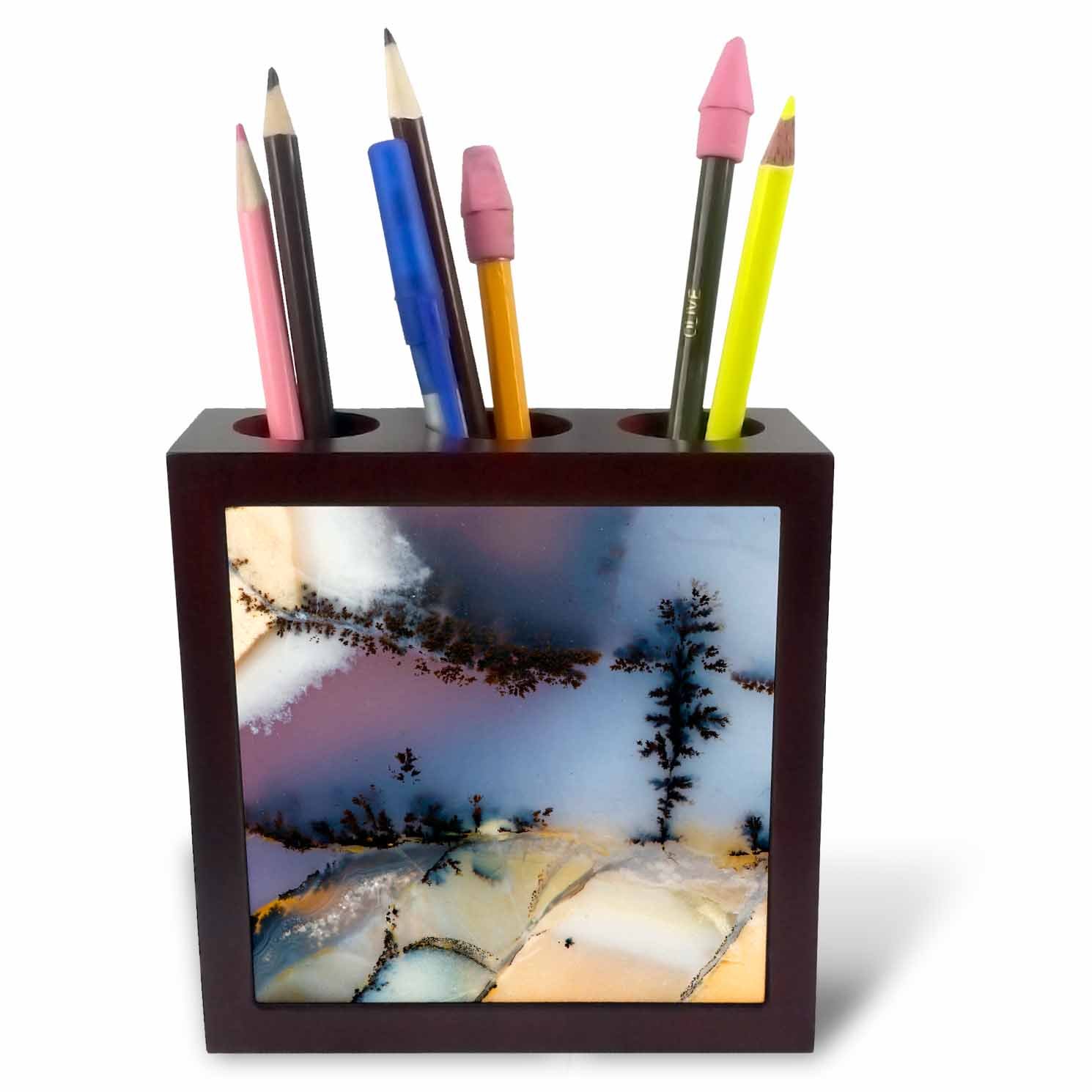 3dRose ph_92201_1 5-Inch "Nevada Amethyst Sage Agate Natural Pattern" Tile Pen Holder