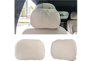 Junecarp Car Neck Pillow Soft Leather Headrest,Premium Interior Accessories Headrest Support for Driver or Front Passenger Seat,for Driving Home Office (Beige)
