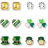 MAQVQLU St. Patrick's Day Earrings for Women Shamrock Stud Earrings St. Patrick's Day Leaf Artisan Heart Hat Earrings Irish Holiday Jewelry Gift