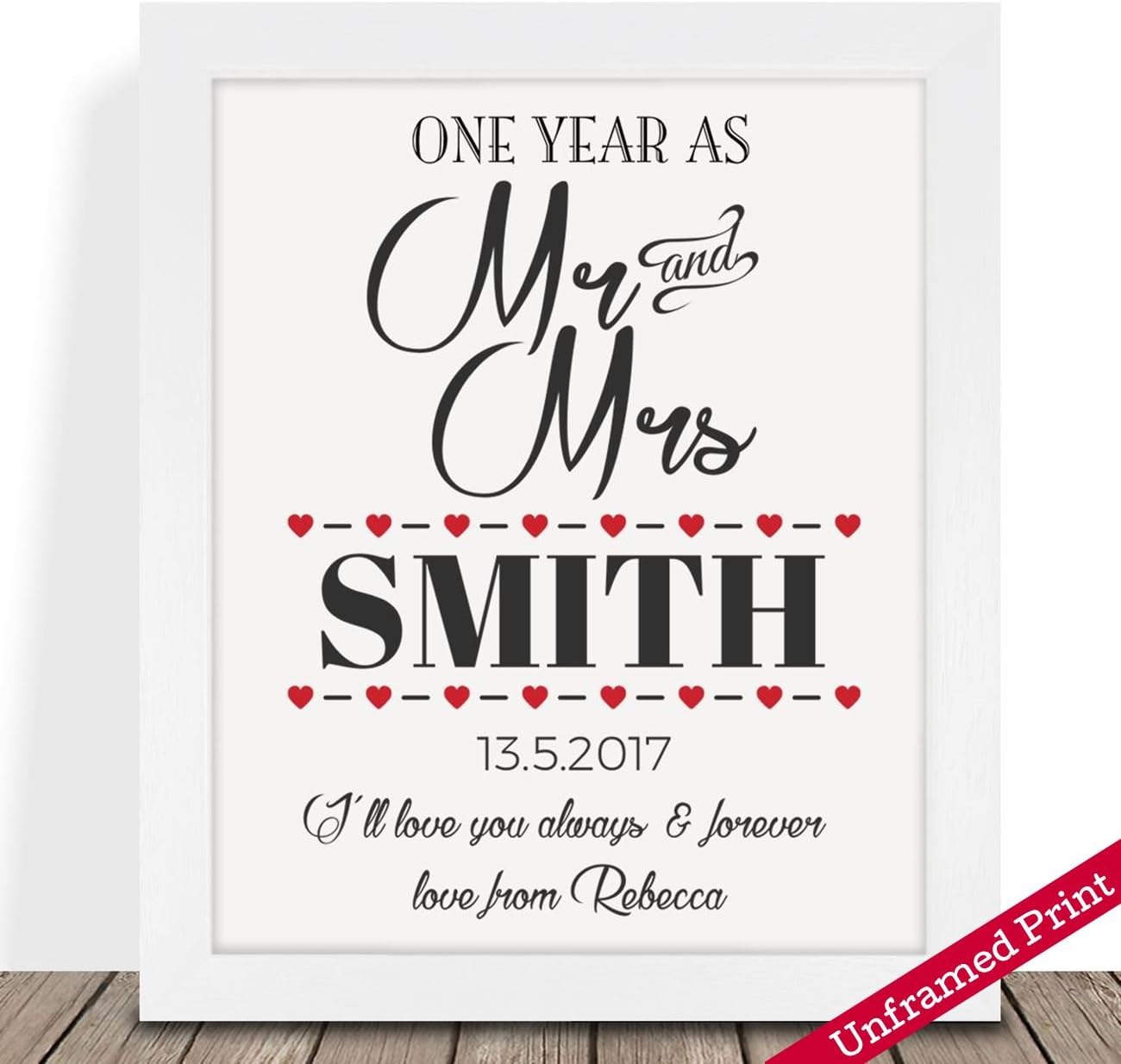 Personalised Presents Gifts For Him Her Husband Wife Couples Boyfriend Girlfriend First Ruby Silver Wedding Anniversary Valentines Day Christmas Xmas Mr And Mrs Sign Art Prints Posters Wall Art