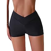 SweatyRocks Women's Solid High Waist Bikini Bottom Crossover High Cut Swimsuit Swim Shorts