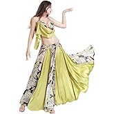 ROYAL SMEELA Belly Dance Costume for Women Belly Dancing Skirts Slit Maxi Skirts Belly Dance Bra and Belt Carnival Outfit