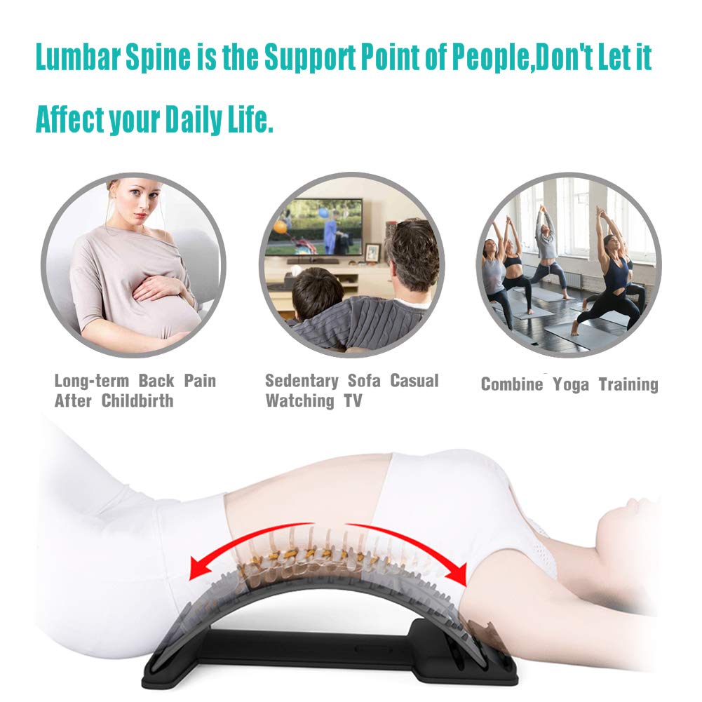 Back Stretcher, Lumbar Stretching Device with Massager for Upper and Lower Back Pain Relief, Lumbar Traction Supports (Blue,White): Industrial & Scientific