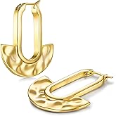 Big Bold Lightweight 18K gold plated Hammered Flat Round Statement Drop Earrings for Women by SNGIA, Large Chunky Handmade Formal Trendy Jewelry Gifts, Circle Disc Coin Geometric Dome Textured Beachy Vacation Fashion Hanging Earrings Accessories, Vintage Retro Thick Bohemian Nickle Free Circular Sun Dangle Earrings.