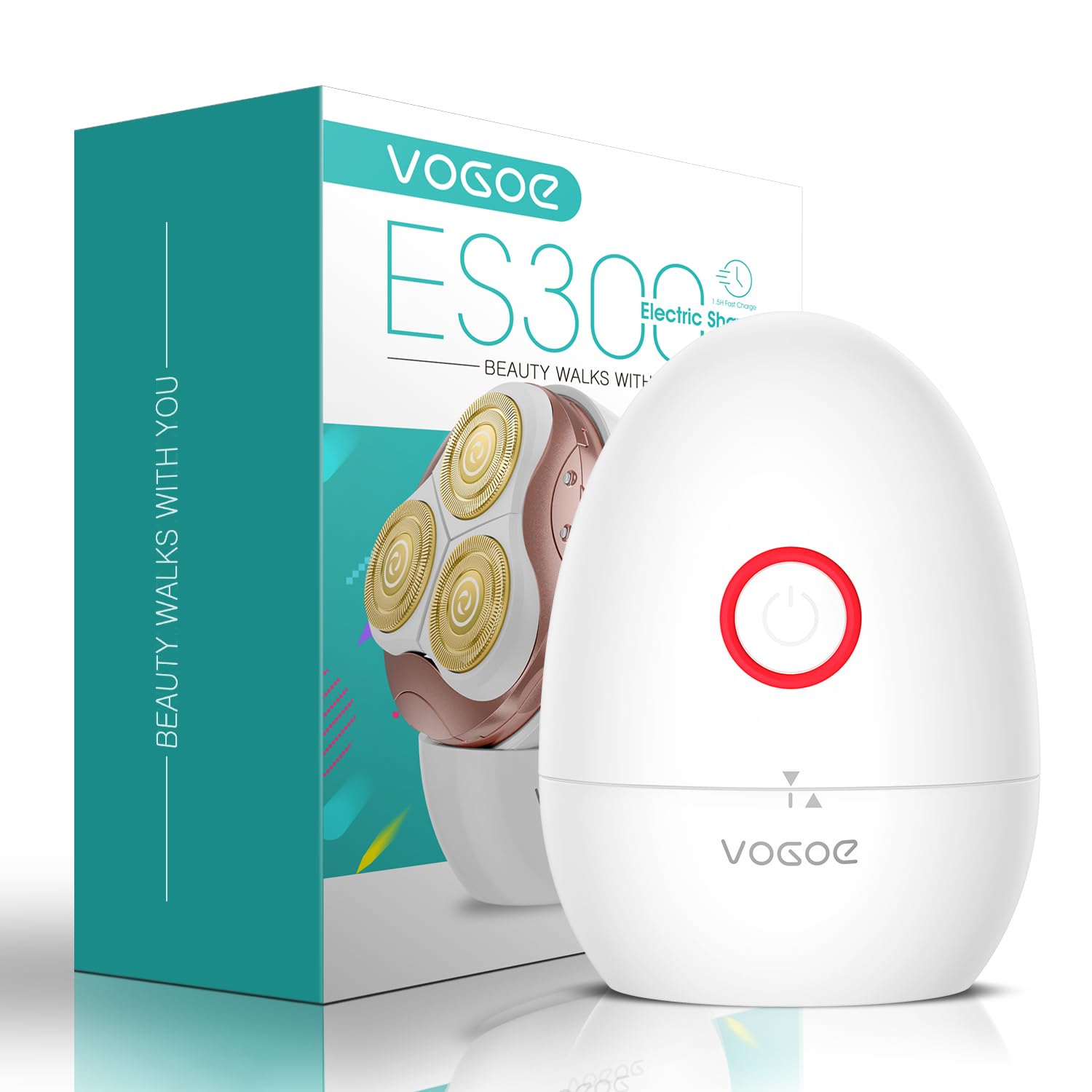 VOGOE Electric Shaver for Women, Wet and Dry Rotary Razor, Hair Remover for Leg Face Lips Bikini line, Rechargeable Waterproof and Cordless Trimmer Egg Shape ES300 (Gold)