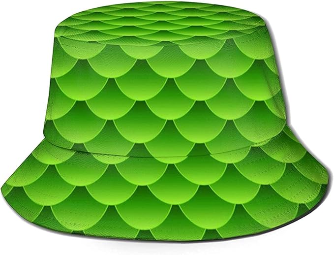 Green Fish Scale Unisex Cool Bucket Hat Fisherman Cap Sun Hat Amazon