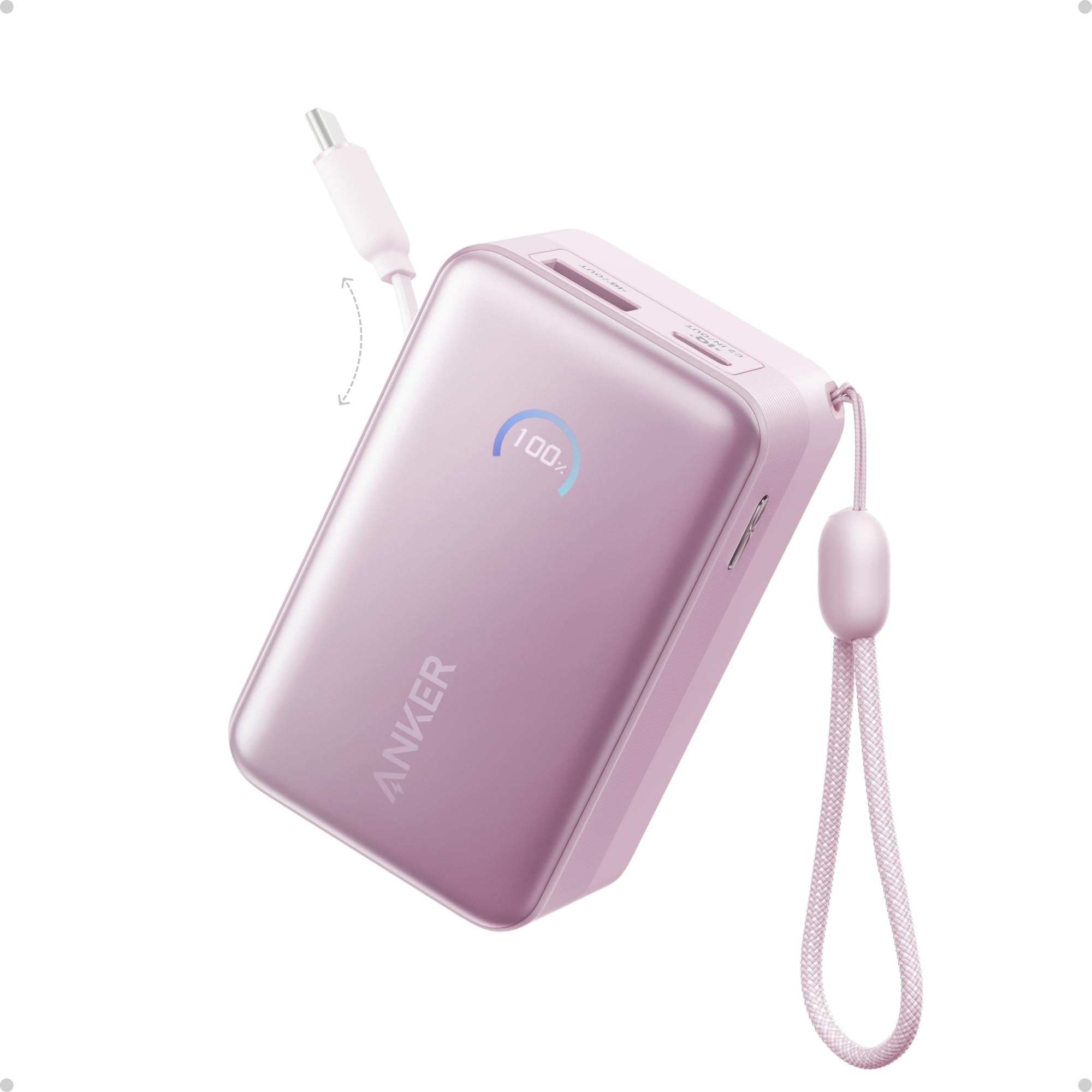 Anker Nano Portable Charger, 45W 10000mAh with 2.3 ft Retractable Cable, Compact Power Bank, Travel Essential Phone Battery Pack for iPhone 17/16 Series, iPad, Galaxy, Pixel, and More Image