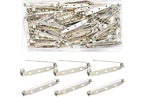 Hocansen 100 Pieces Bar Pins Locking Pins Backs Safety Clasp Brooch for Name Tags Badges Corsage Making and DIY Crafts(45mm/XC)