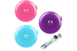 DiCUNO Retractable Measuring Tape, 60-Inch Flexible Double-Scale Tailor Tape for Sewing & Body, Pocket Size, 3-Pack (Purple, 