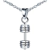 Unendlich U 925 Sterling Silver Dumbbell Barbell Gym Buff Pendant Necklace for Women 18"