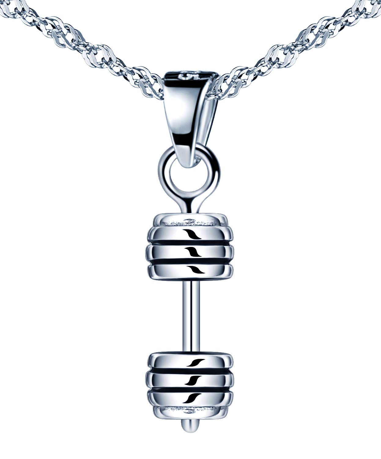 Infinite U Women Girl's 925 sterling silver Necklace, Unique fitness dumbbell Pendant, unique and retro, Christmas Birthday gift