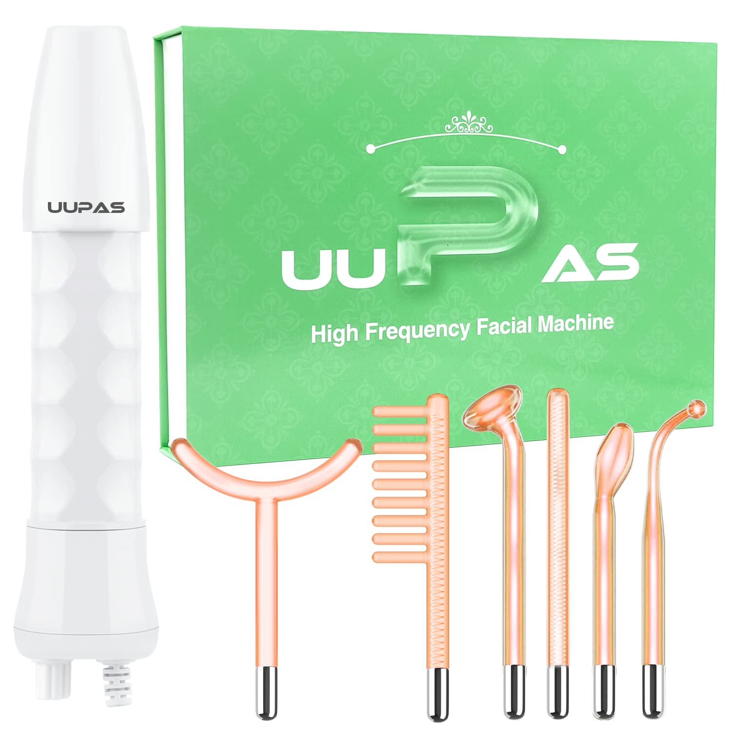 High Frequency Wand - UUPAS High Frequency Facial Wand with 6 Different Neon Tubes for Face/Hair/Body - Home Use Skin Tightening Machine Device for Acne Firming Skin Rejuvenation Wrinkle Removal