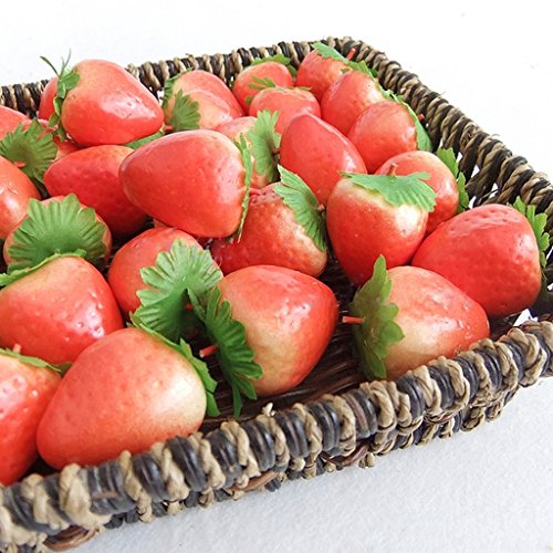 Aixia 10Pcs Fake Strawberry, Foam,Artificial Fruit,Kids Play house Toys ,Home Wedding Party Garden Decor