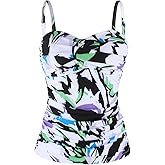 Ocean Blues Women's Strapless Bandeau Swimsuit Top Ruched Tummy Control Tankini Top Only