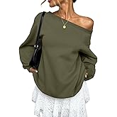 EasyGala Womens Fleece Lined Sweatshirt Off Shoulder Long Sleeve Pullover Top Oversized Shirt Basic Slouchy Clothes 2026