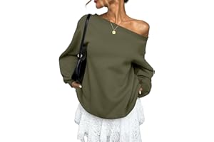 EasyGala Womens Fleece Lined Sweatshirt Off Shoulder Long Sleeve Pullover Top Oversized Shirt Basic Slouchy Clothes 2026