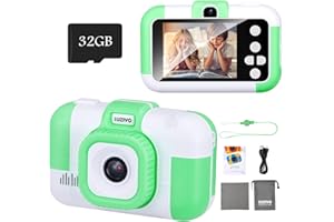 SUZIYO Kids Video Camera, Best Christmas Birthday Gifts Toys for Children, Toddlers Selfie Digital Camcorder 1080P Dual Lens 2.4 Inch HD for Age 3-8 Years Old Boys Girls with 32G SD Card, Green