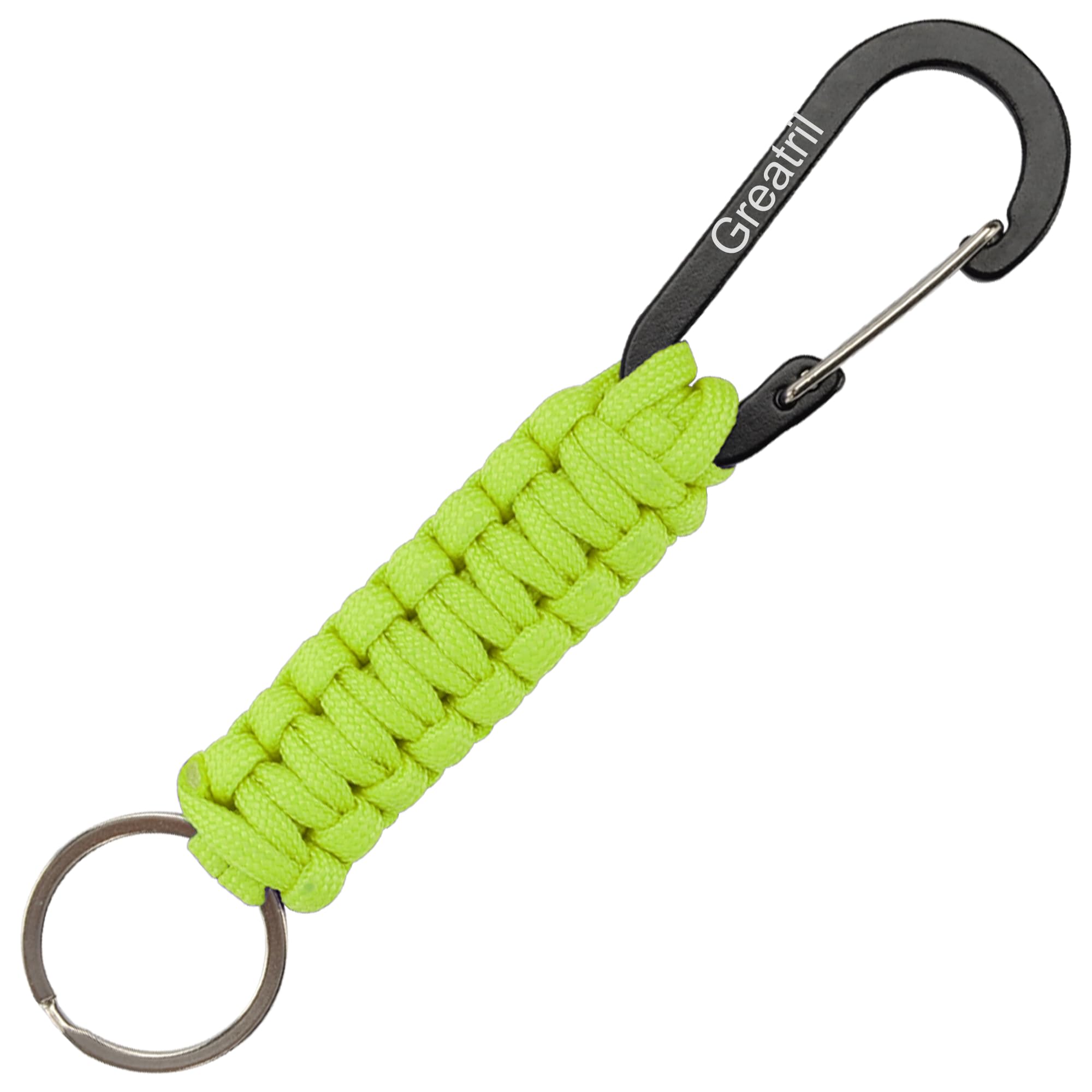 Keychain Keyring with Carabiner - GREATRIL Paracord Key Chain Hanger Carabiners Clips for Outdoor Boys/Girls/Men/Women (Green)